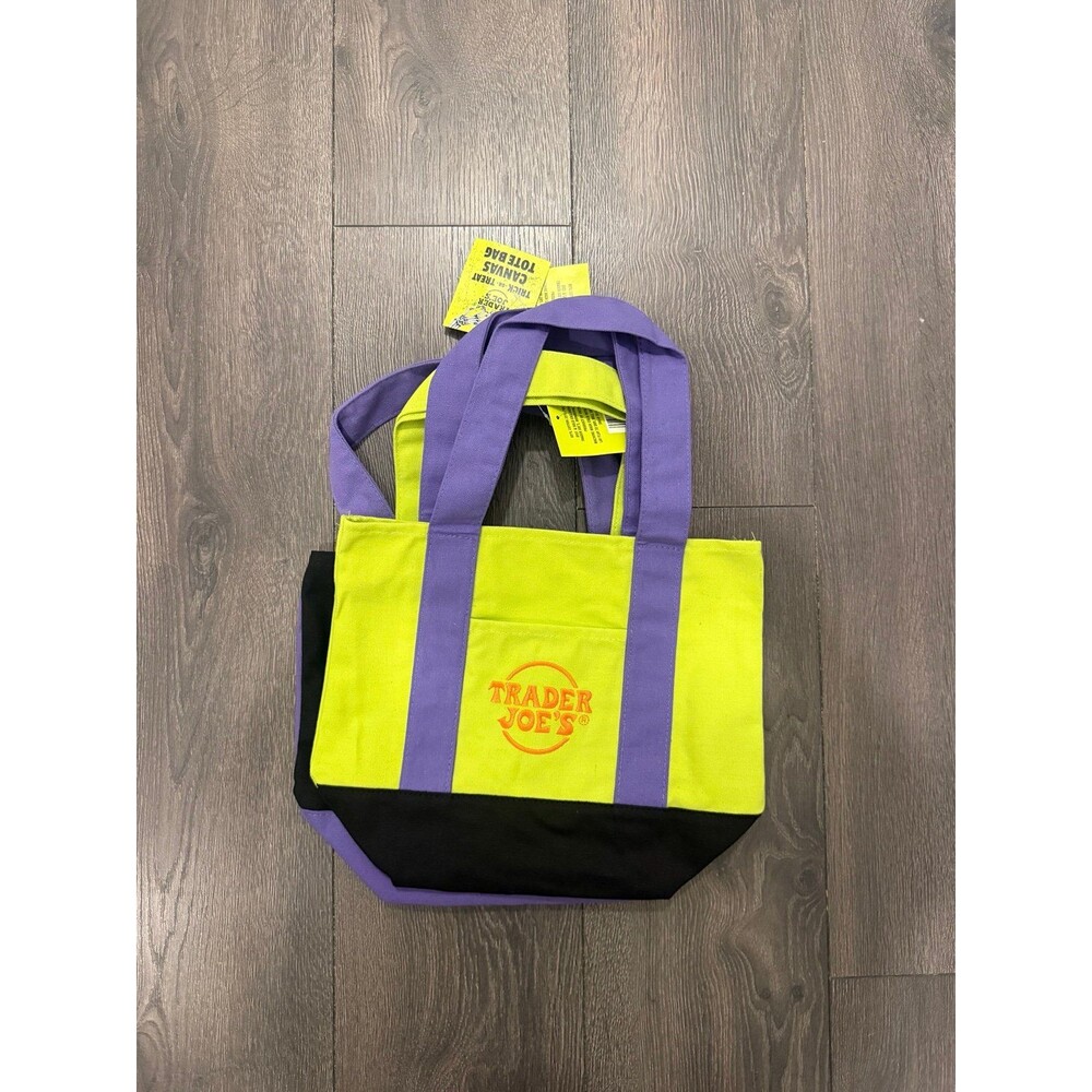 Trader Joe’s HALLOWEEN Mini Tote 2026 LIME GREEN & PURPLE [NEW SEASONAL COLOR]